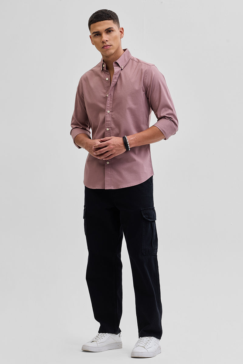 Mauve Solid Oxford Shirt