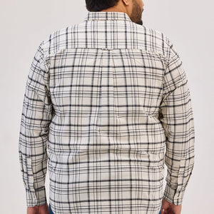 Off White Checks Regular Fit Shirt