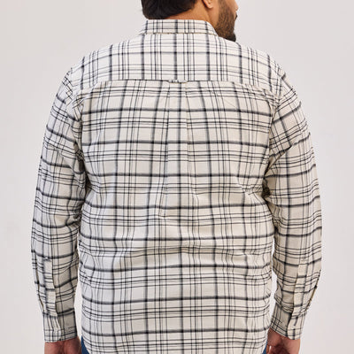 Off White Checks Regular Fit Shirt