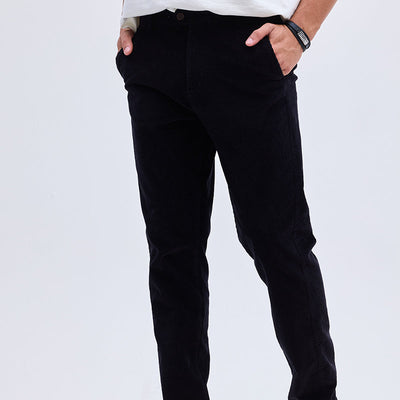 Black Corduroy Slim Fit Trousers