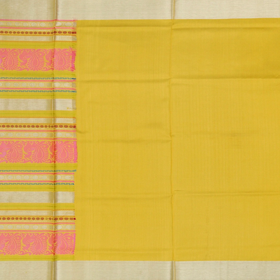 Lime Yellow Handloom Chirala Soft Silk Saree With Annam Motifs-Yellow