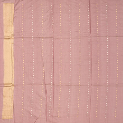 Dusty Pink Handloom Banarasi Silk Saree With Horse Buttas
