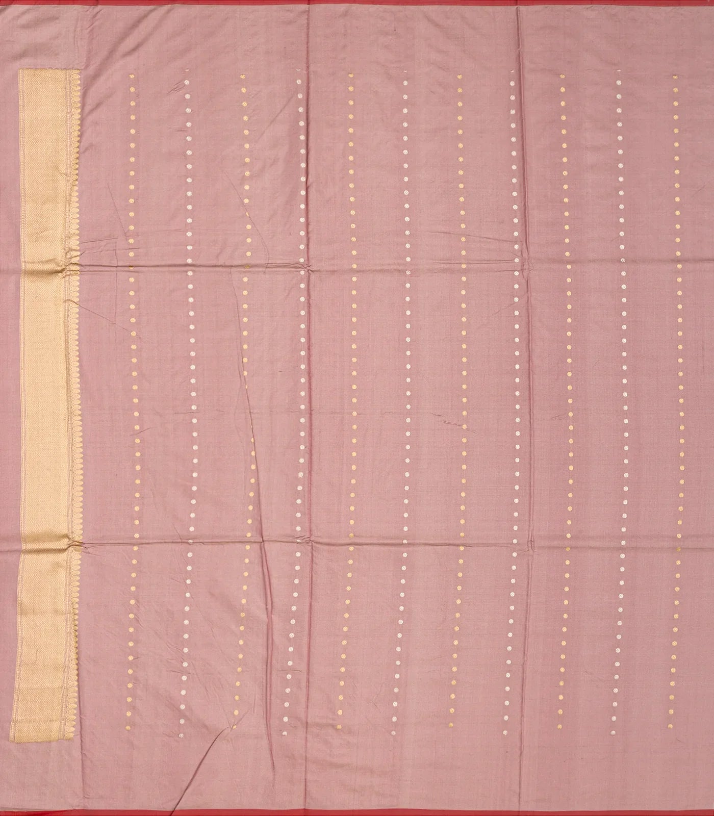 Dusty Pink Handloom Banarasi Silk Saree With Horse Buttas