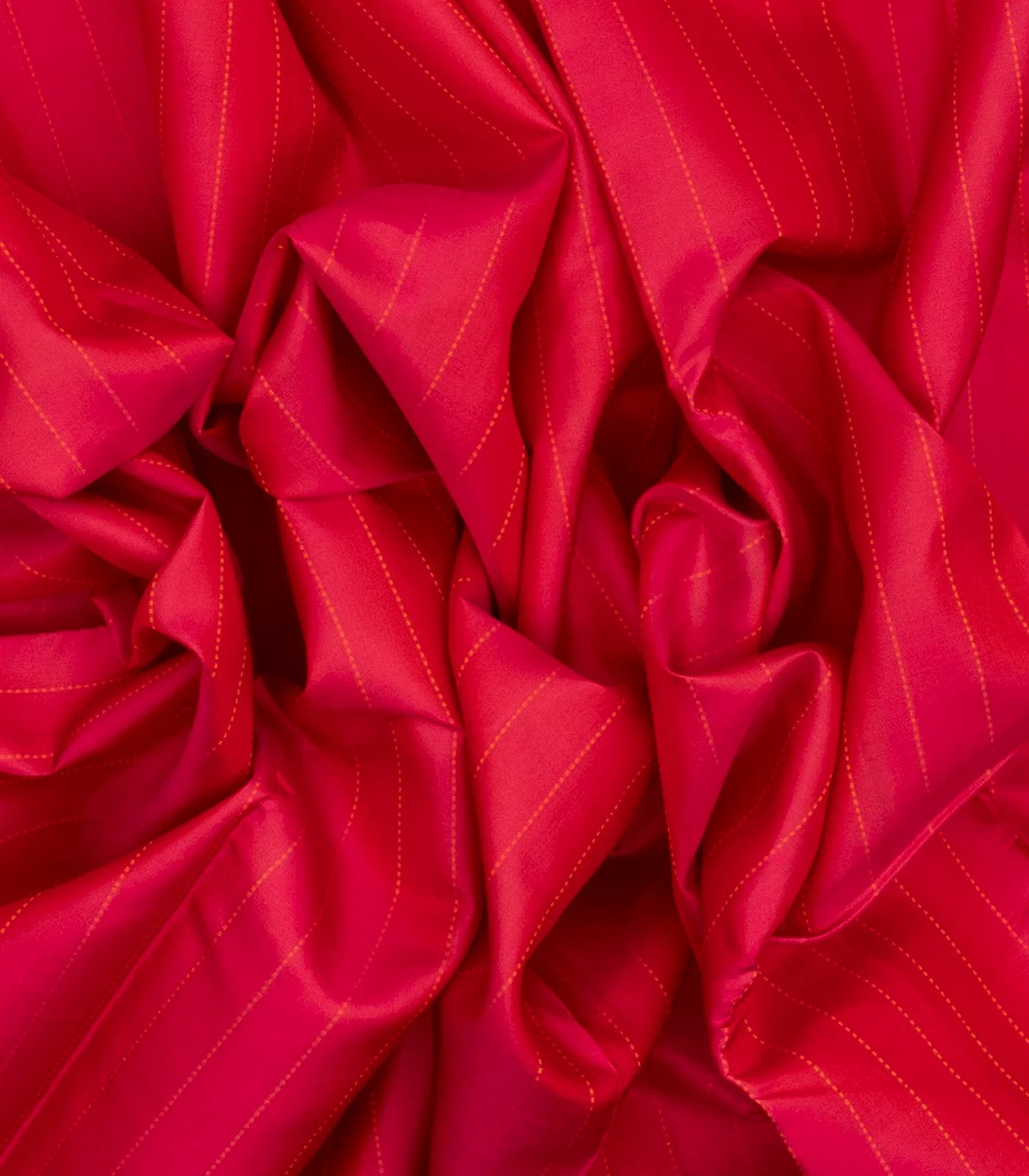 Pink Handloom Kanchi Cotton Saree With Dotted Stripes