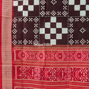 Wine Red Pasapali Theme Sambalpuri Silk Saree