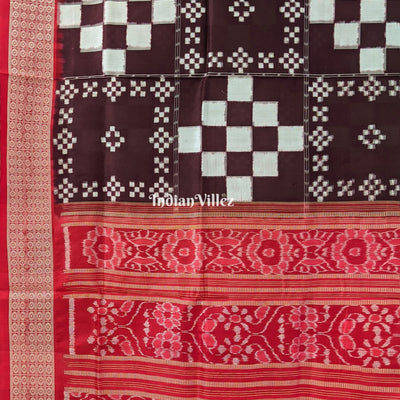 Wine Red Pasapali Theme Sambalpuri Silk Saree