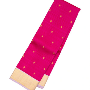 Pink Handloom Kanchipuram Korvai Silk Saree With Lavender Border