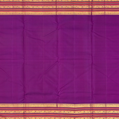 Lime Green Handloom Korvai Kanchipuram Silk Saree With Contrast Border