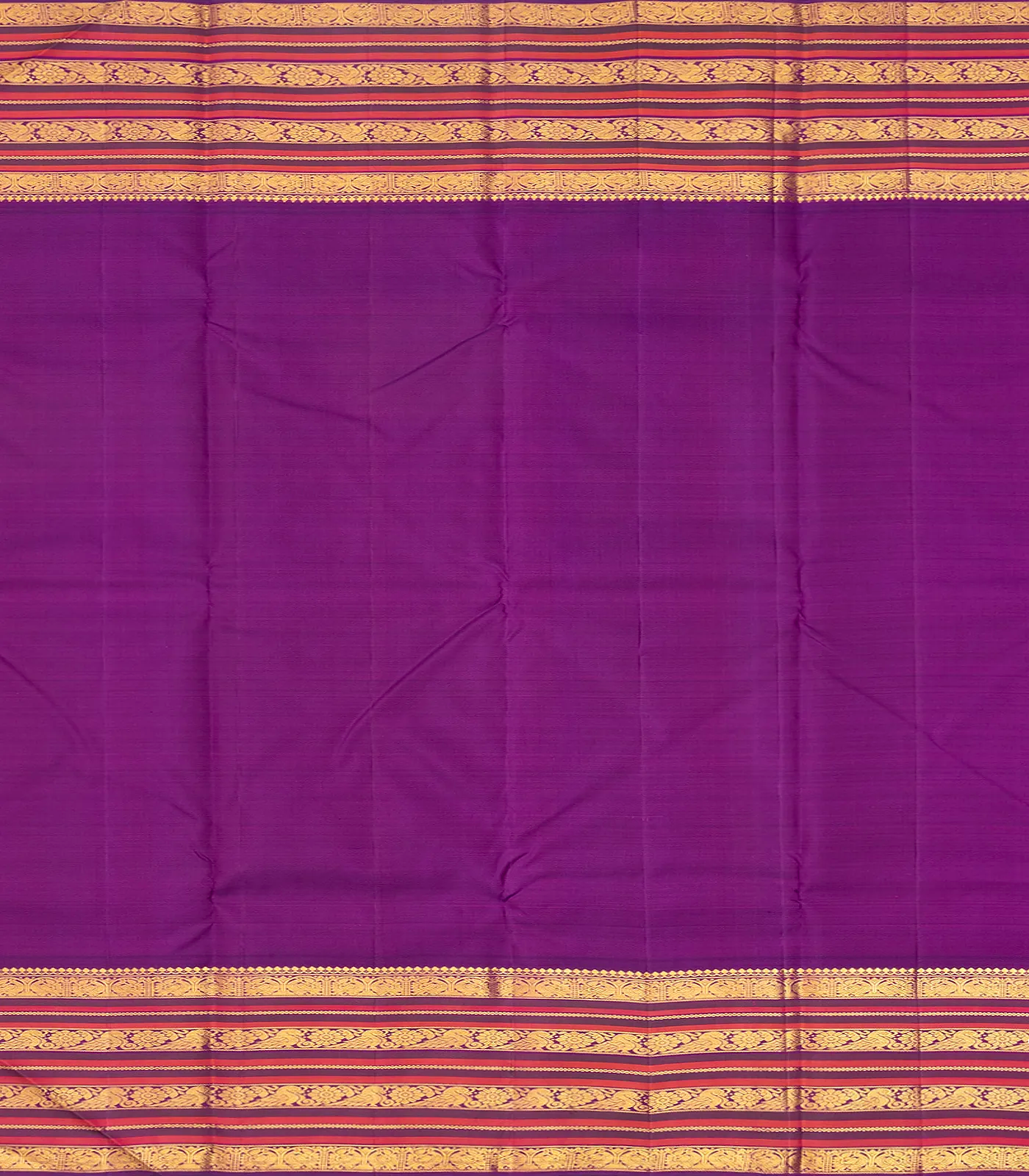 Lime Green Handloom Korvai Kanchipuram Silk Saree With Contrast Border