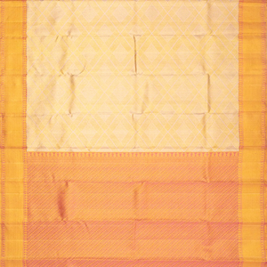 Off White Handloom Kanchipuram Tissue Silk Saree With Diamond Motifs