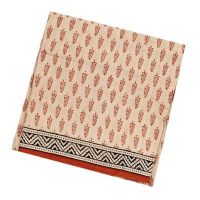 Cream Woven Jaipur Cotton Saree Printed With Flower Motifs