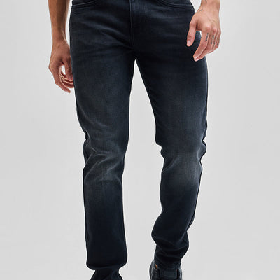 Charcoal Black Tapered Fit Jeans