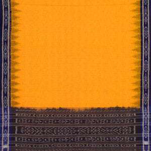 Mustard Handloom Orissa Cotton Saree With Purple Border