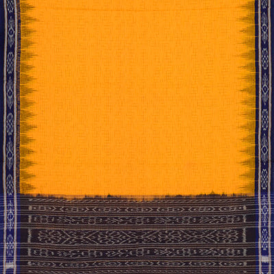 Mustard Handloom Orissa Cotton Saree With Purple Border