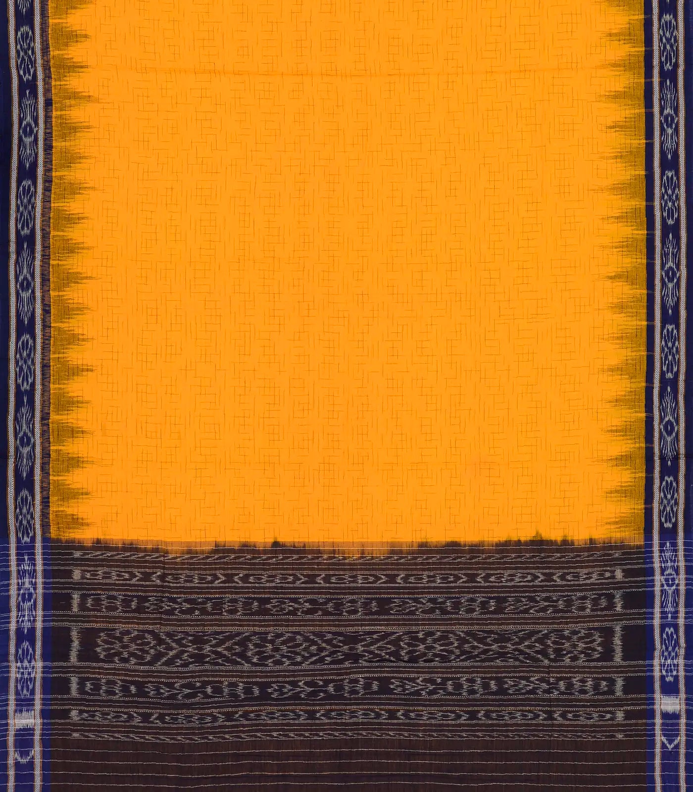 Mustard Handloom Orissa Cotton Saree With Purple Border