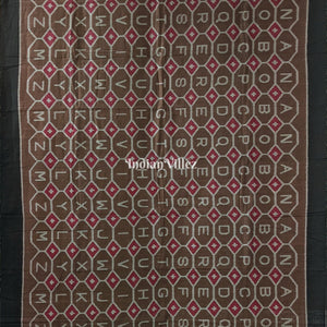 English Alphabet Sambalpuri Pure Cotton Saree With Tribal Anchal