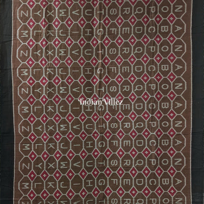 English Alphabet Sambalpuri Pure Cotton Saree With Tribal Anchal