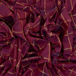 Magenta Bengal Cotton Saree With Printed Checks