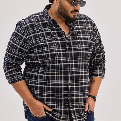 Charcoal Grey Checks Regular Fit Shirt
