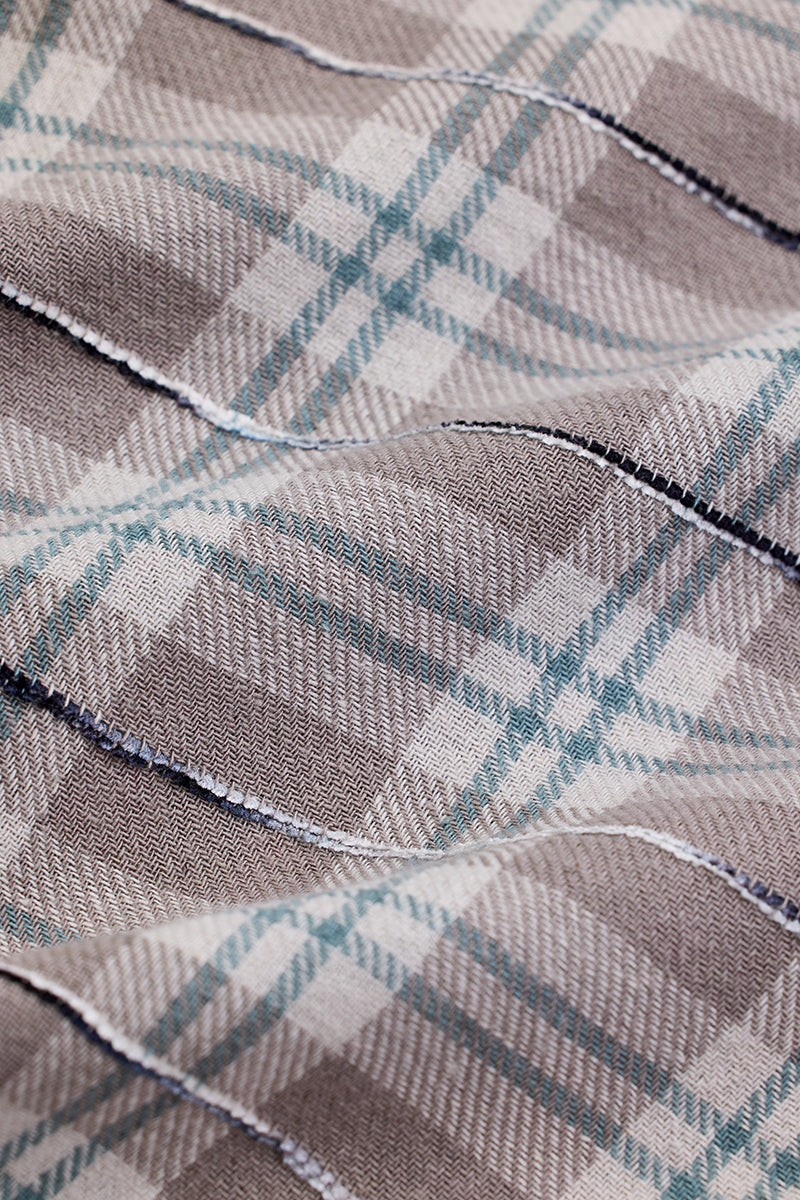 Light Brown Slub Textured Checks Shirt