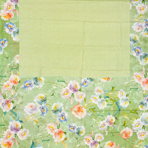 Light Green Handloom Kanchipuram Silk Saree With Printed Border and Pallu