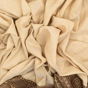 Taupe Bengal Cotton Saree With Mango Motifs  In Border