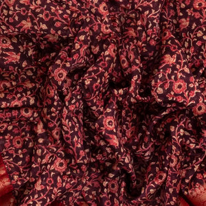 Maroon Woven Chanderi Cotton Saree With Red Border