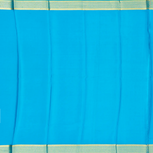 Turquoise Mysore Crepe Silk Saree With Floral Buttas & Zari Border