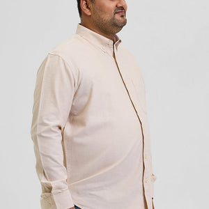 Beige Button Down Regular Fit Shirt