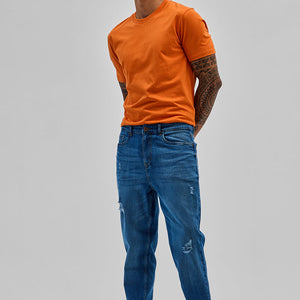 Blue Distressed Slim Fit Jeans