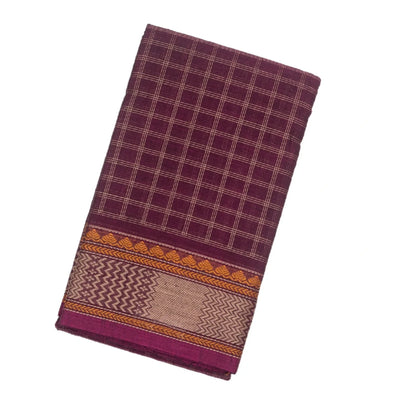 Magenta Handloom Kanchi Cotton Saree With Checks