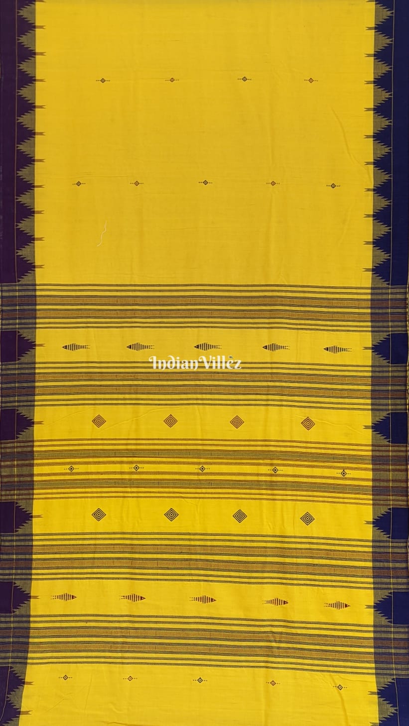 Yellow Odisha Handloom Natural Dye Kotpad Cotton Saree