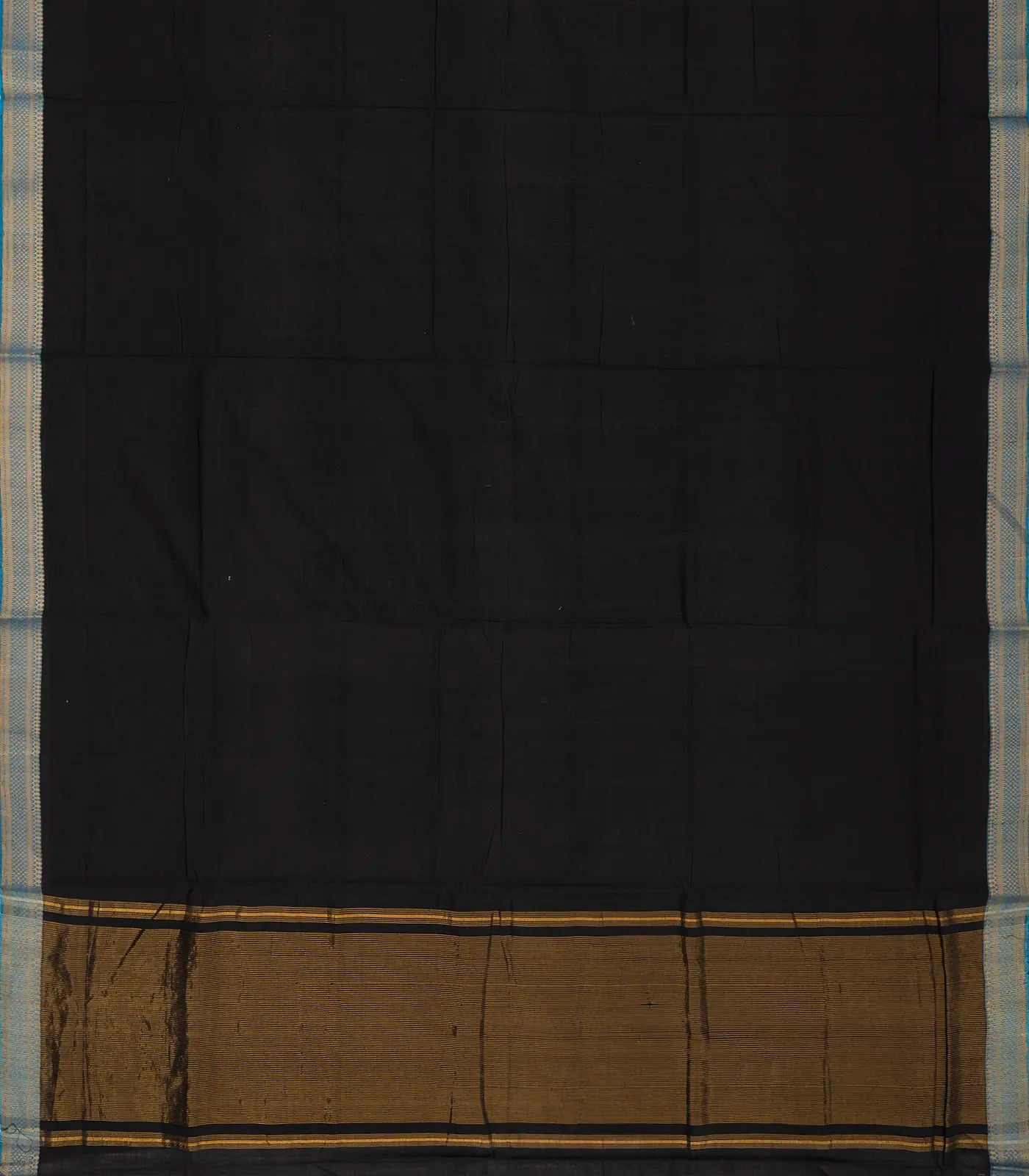 Black Mangalagiri Cotton Saree With Contrast Border