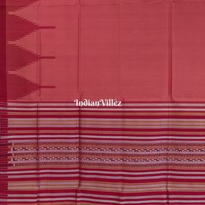 Peach Red Phoda Kumbha Sambalpuri Ikat Silk Saree