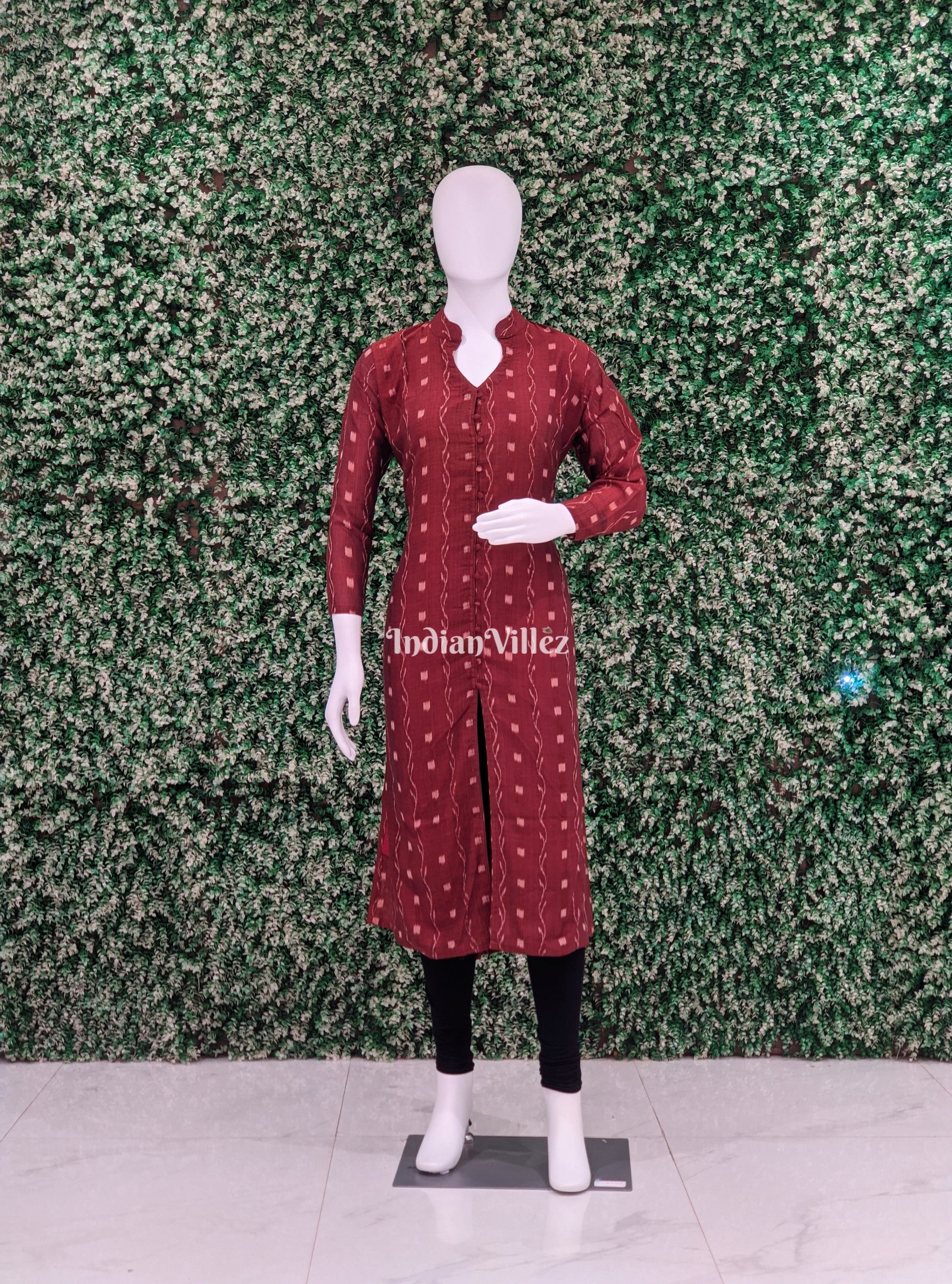 Rust Color Odisha Ikat Sambalpuri Cotton Kurti