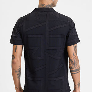 Black Geometric Box Fit Shirt