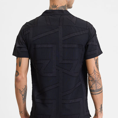 Black Geometric Box Fit Shirt