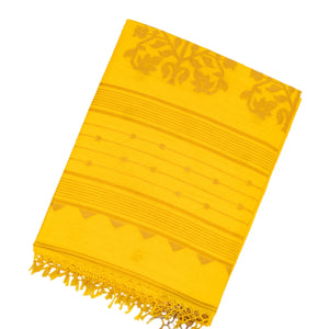 Yellow Handloom Bengal Cotton Saree With Star Buttas