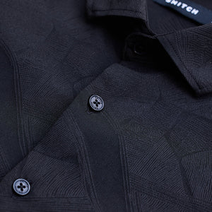 Black Slim Fit Self-Design Shirt