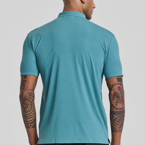 Turquoise Textured Polo T-Shirt