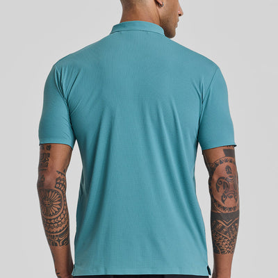 Turquoise Textured Polo T-Shirt