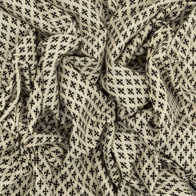 Cream Woven Jaipur Cotton Saree Printed With Black Floral Motifs