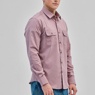 Mauve Solid Double Pocket Overshirt