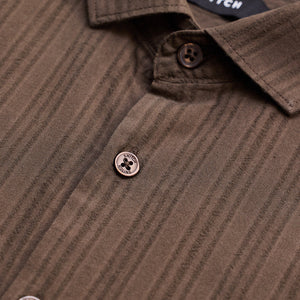 Brown Slim Fit Stripes Shirt