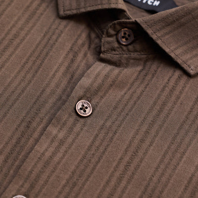 Brown Slim Fit Stripes Shirt