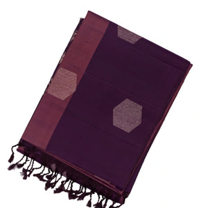 Mauve Handloom Soft Silk Saree With Hexagon Buttas