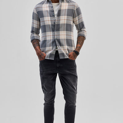 Grey Checks Slim Fit Shirt
