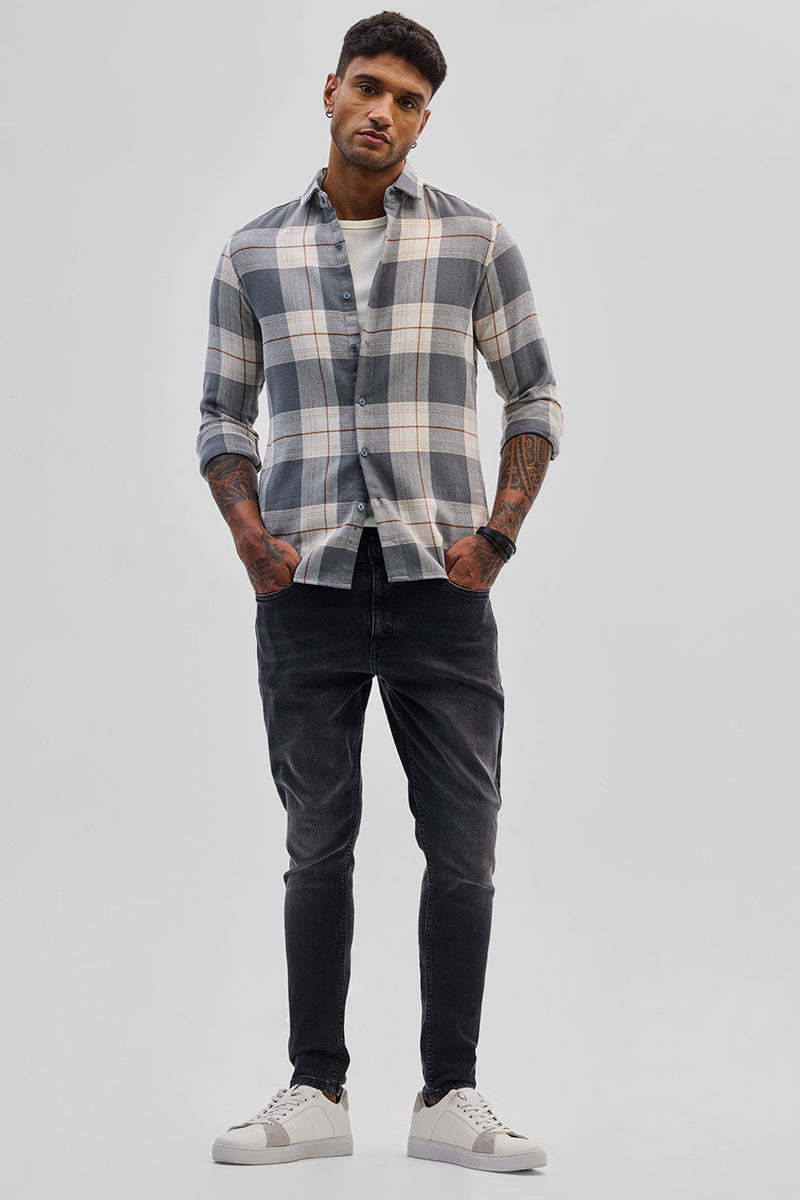 Grey Checks Slim Fit Shirt