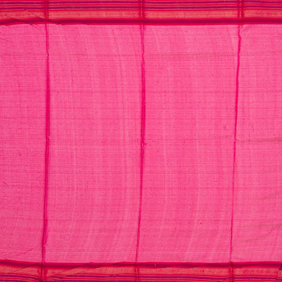 Navy Blue Handloom Tussar Silk Saree With Printed Floral Motifs & Contrast Border