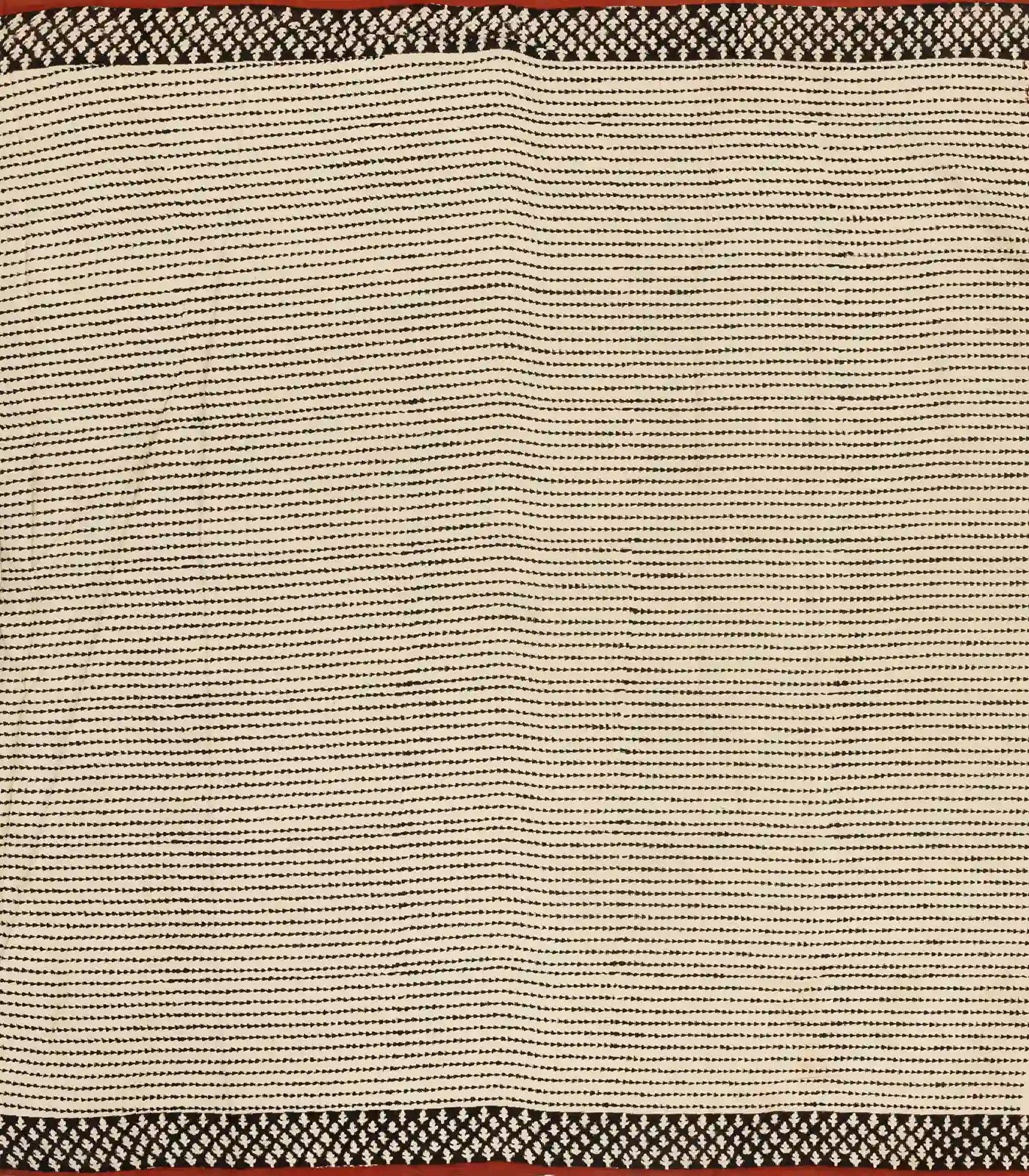 Cream Woven Jaipur Cotton Saree Printed With Rust Floral Motifs